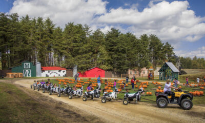 Maize Adventure Image 2 a row of parked motorcycles sitting on top of a dirt road