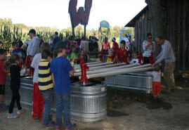 a group of people standing in front of a crowd